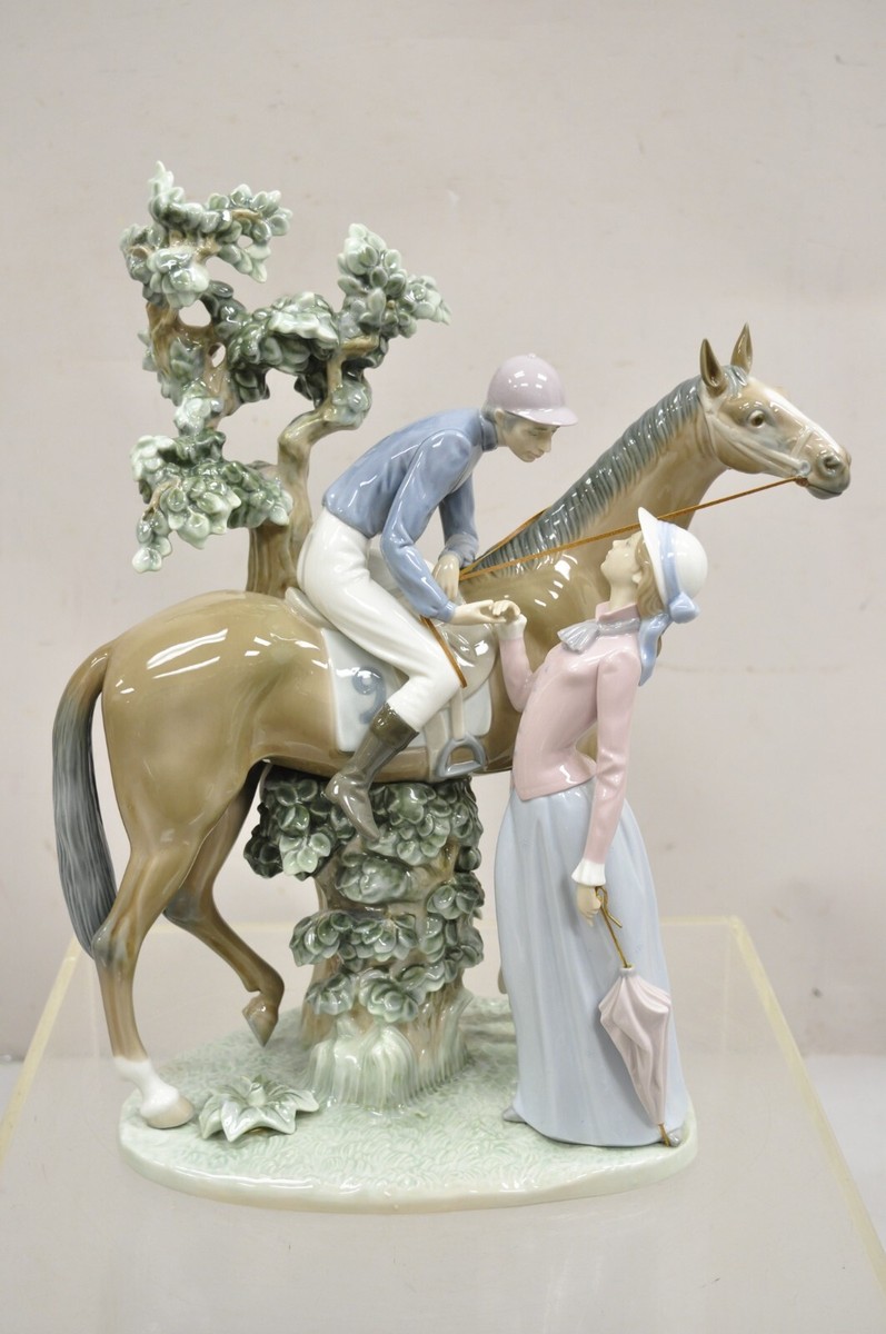 スポーツ LLADRO Lladro Figurine Jockey with Lass #5036 Race Horse Derby Day
