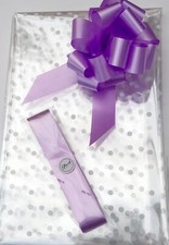 ShredAstic� Hamper Wrap Kit Dot Cellophane Film Wrap Lilac pull bow