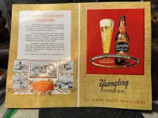 Yuengling Premium Beer Pottsville Pa Menu Cover Insert NOS 1960s Restaurant