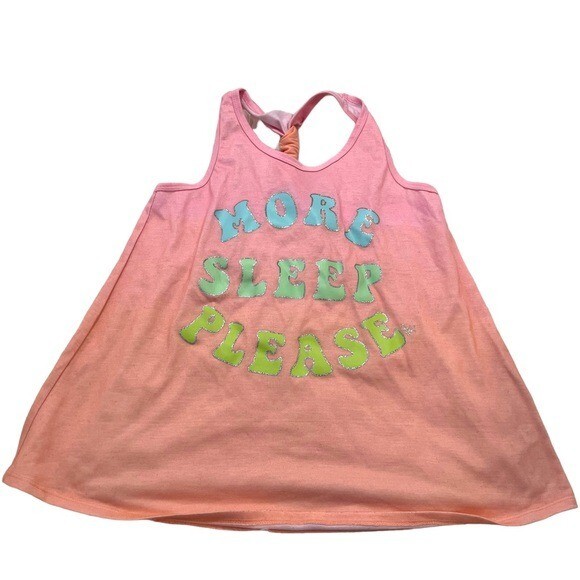 Justice Girls Size 14/16 Sleep Tank Top More Sleep Please Pink Ombre Sparkle
