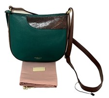 Radley London Pockets Medium Cross Body Bag Green and Brown Leather
