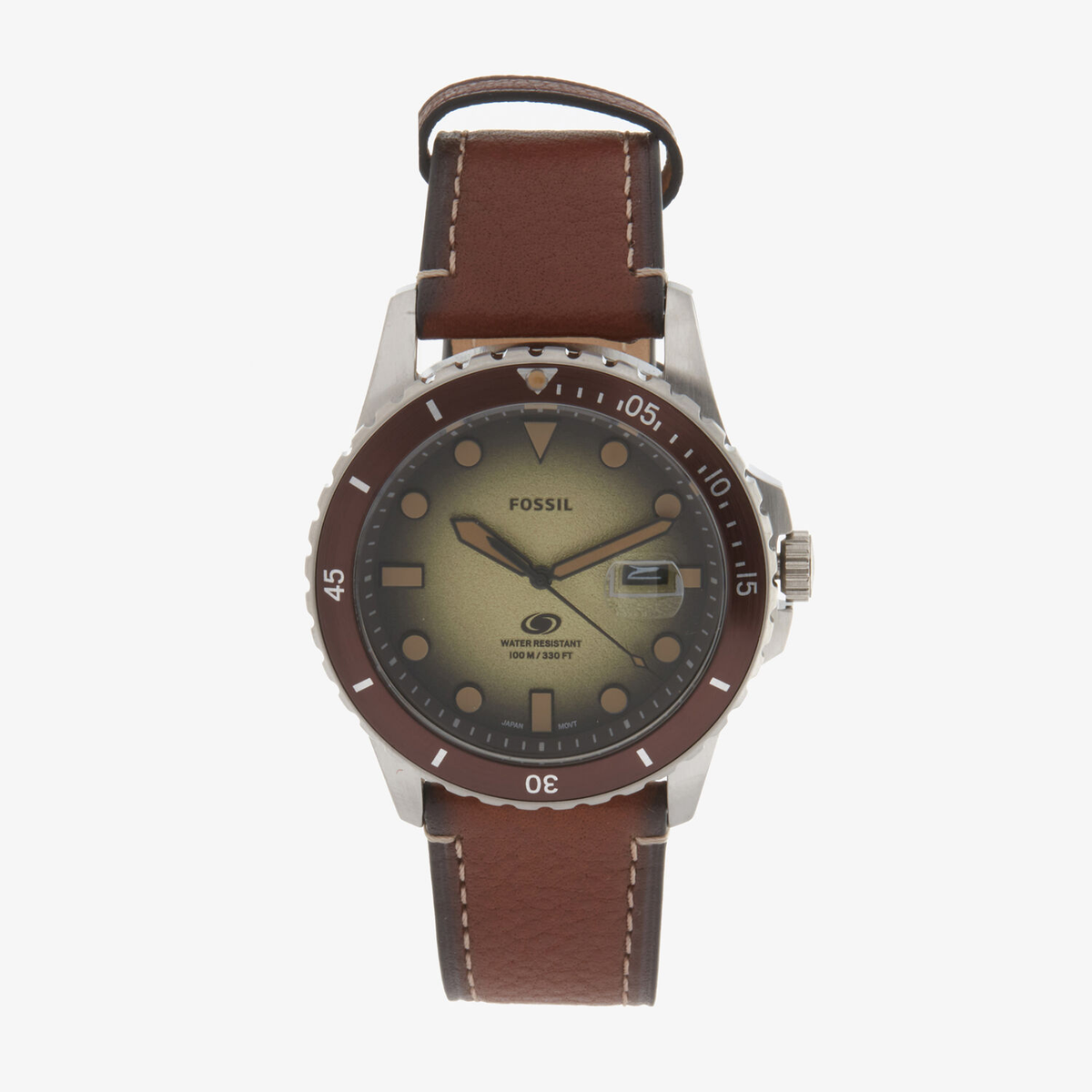 Fossil Blue Dive Three-Hand Date Brown Leather Watch FS5961 UK