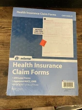 Adams CMS1500L2V Health Insurance Claim Forms Laser Forms 8.5” x 11" 250 forms 