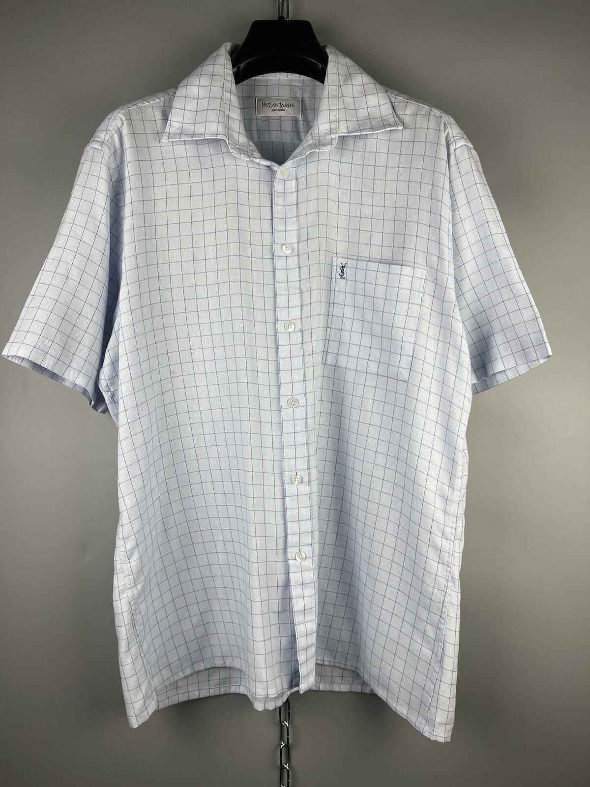 Camicia Yves Saint Laurent YSL uomo cotone lusso casual manica corta taglia L