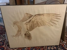 Fantastic signed  40 x 32 Eagle mixed media and dated' '79