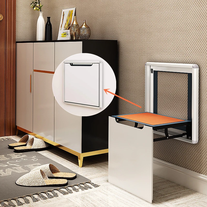 Folding Chair Wall Mounted Invisible Shoe Changing Stool Entry Hallway Kitchen