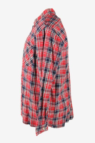 Camisa Vintage Franela Cuadros Manga Larga Años 90 Retro Rojo y Azul Marino Talla 43/44 - SH4314 - Imagen 2 de 4