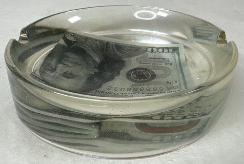 Imitation $100.00 Bill In Resin Ash Tray Clear - Picture 4 of 9