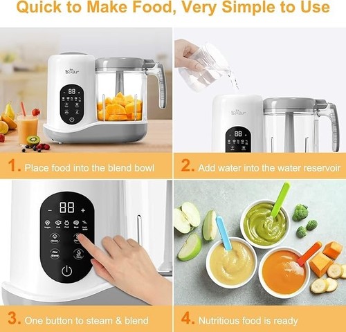 BEAR 2024 Baby Food Maker | One Step Baby Food Processor Steamer Puree Blender - Picture 5 of 7