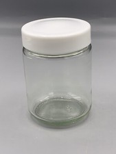 Lot 12 Clear Glass Food Storage Jars With White Plastic Lids