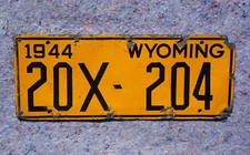 1944 WYOMING Fiberboard License Plate
