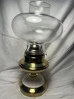 Vtg Eagle Brass P&A Risdon MFG Co Danbury, CT Oil Lamp w/MilkGlassDomeAccent B13