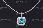 14k  White Gold  Natural Blue Zircon Diamond Pendant 5.81 ct  Baguette diamond — photo 5