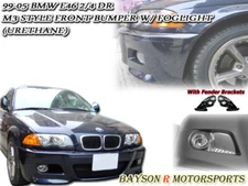 Fits 02-05 BMW E46 4dr 3-Series Sedan M-Style Front Bumper (PP) + Fog + Brackets
