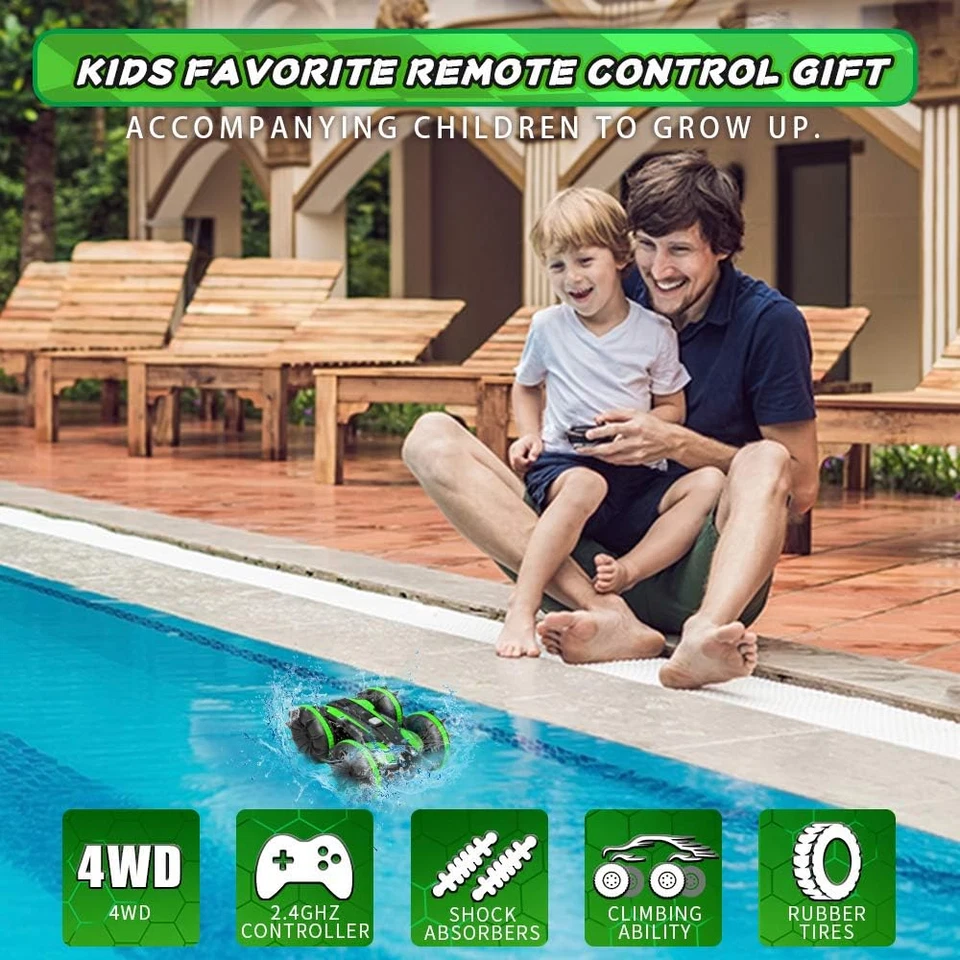 Car Toys for 6-10 Year Old Boys Amphibious Remote Control Car, Stunt Mini Truck  - Image 2 of 4