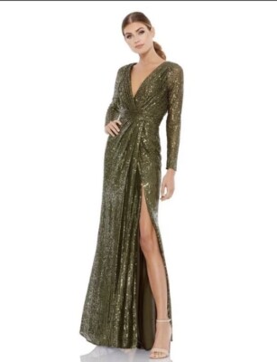 mac duggal sequin dress Deep V-Neck Long Gold Ombre Formal With Sequins PromGirl Shine at your brightest from all angles in this Mac Duggal 93981 masterpiece Ieena for Mac Duggal -