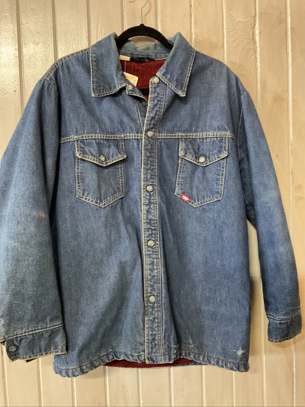 Vintage Denim Jacket With Fleece Lining-image