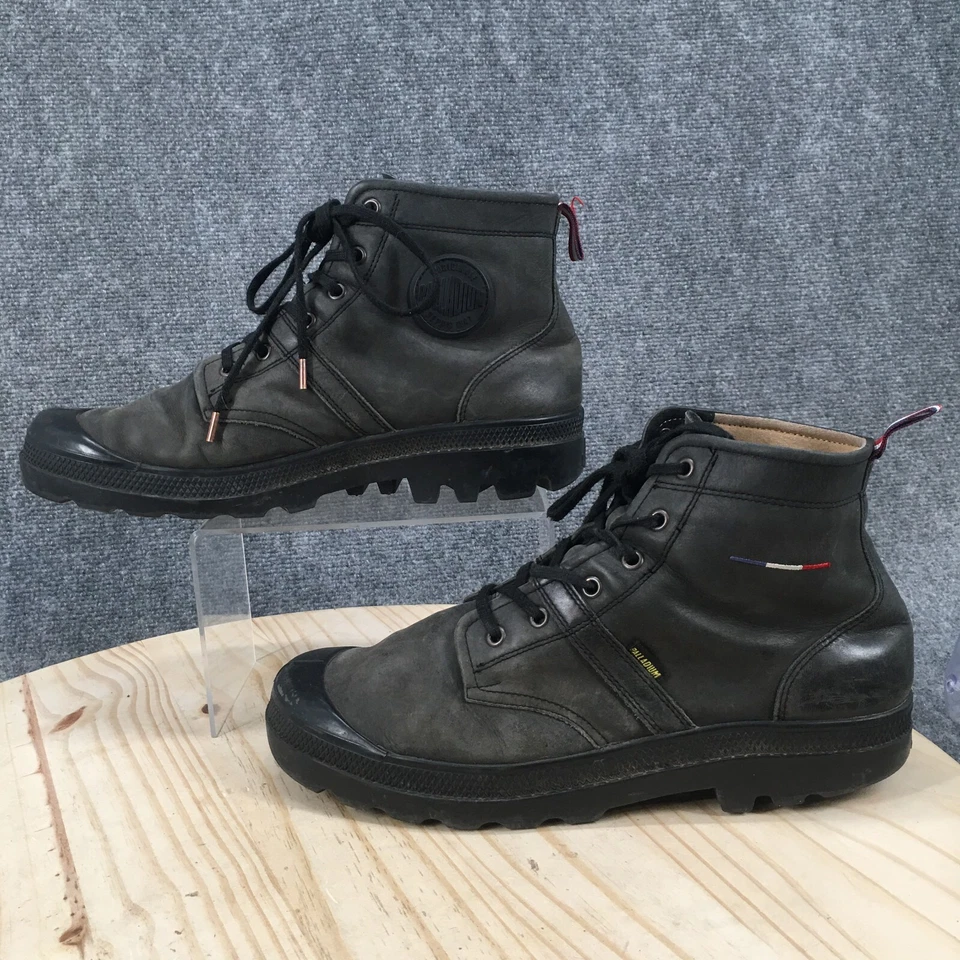 Palladium Hiking Boots Womens 12 Mens 10.5 Pallabrousse Black Leather Lace Up - Image 2 of 4