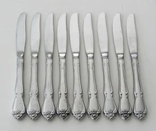 1881 Rogers ARBOR ROSE Stainless Flatware 9 DINNER KNIVES Oneida Ltd.         