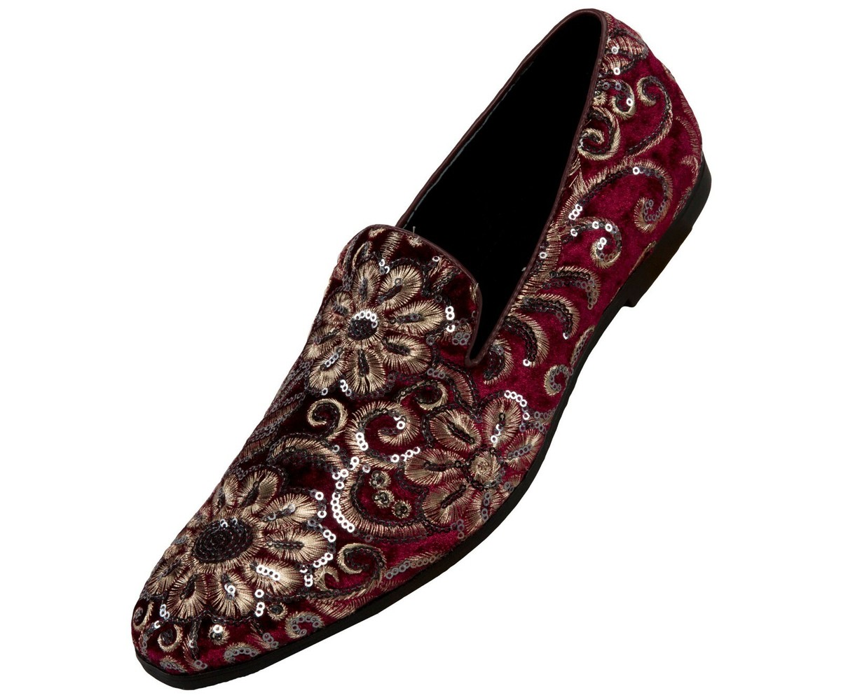 MEN\'S AMALI SEQUIN PATTERN. SLIP ON DRESS SHOE Amazon.com | Amali Velvet Slip-On Dress Loafers for Men with  main image 4