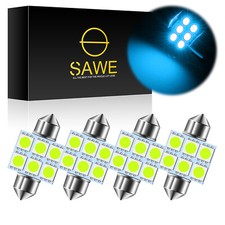 4 X Sawe Ice Blue 31mm Festoon 5050 6smd Dome Map Led Light Bulbs De3175 De3022