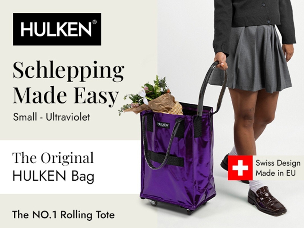 New Hulken Large Rolling Tote Bag with Zip Top Closure