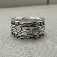 Sterling Silver & Bronze Cernunnos God of the Wild Ring Keith Jack Size 6 or 10
