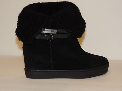 New COACH NORELL COLD A8741 BOOTS Suede Upper black Wedge Platform