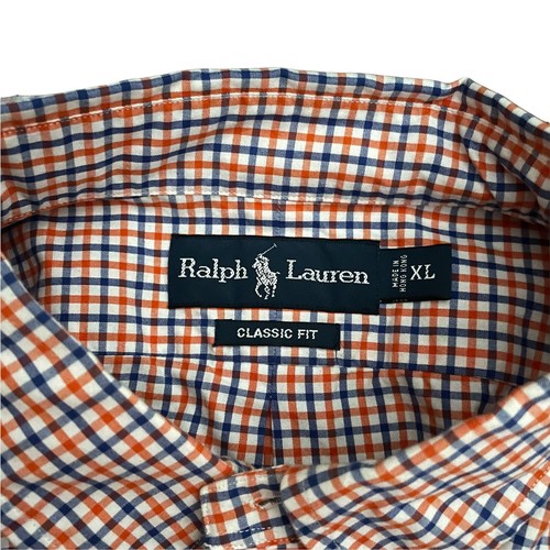 Ralph Lauren Men's Button Down L/S Classic Fit Shirt Check Size XL Blue/Orange - Picture 6 of 6