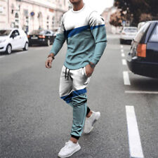 Mens Outfit 2-Piece Set Long Sleeve T Shirts and Pants Sweatsuit Thin Set