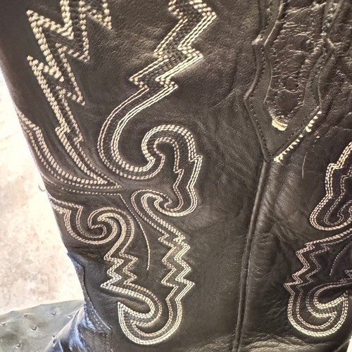 Lucchese 1883 Ostrich Full Quill Black Cowboy Boots Stitch Leather 11.5 Men EUC - Picture 6 of 24