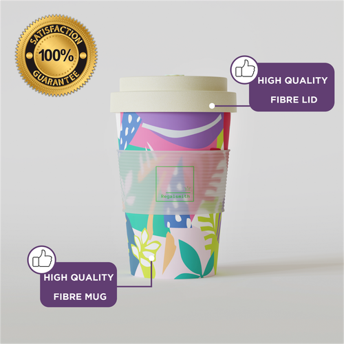 Travel Coffee Cup Reusable Eco Friendly Coffee Travel Mug Sleeve Lid Multicolour - Picture 5 of 5