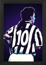 Roberto Bagio Juventus Silhouette Framed Wall Art Poster Canvas Print Picture