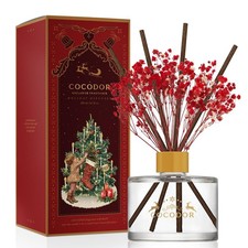 COCODOR Christmas Reed Diffuser Set 6.7oz - Snow Fig Holiday Scented Oil Gift