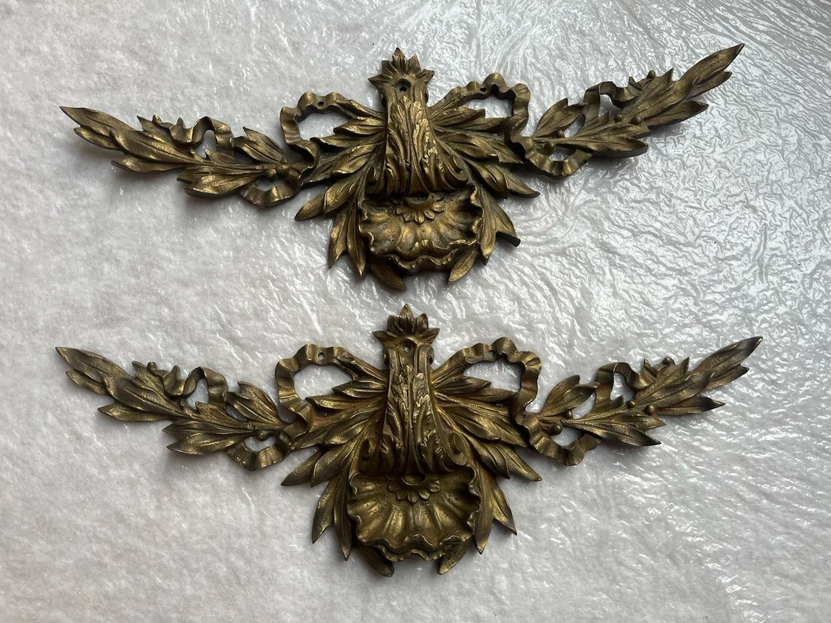 Fronton Ancien En Bronze, Ornement De Meuble, Objet Déco Vintage