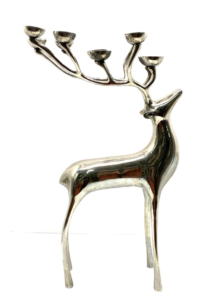 Candelabro Pottery Barn plateado de 10 puntos de reno 20" de alto Foto 4 de 4