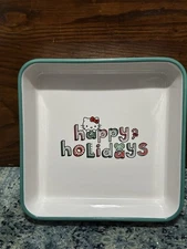 Hello Kitty Sanrio Christmas 9x9 Ceramic Baking Dish Happy Holidays Kitchen New