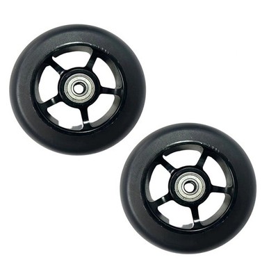 2er Set Roller R?der 100x24mm High Grip PU mit Lagern Aluminiumlegierung Kern