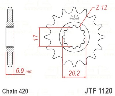 JT Sprocket Front 14/420 For Beeline SM 50 2010-2011