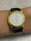 Men's Seiko Watch Wristwatch 7N01 6G10 Gold Tone ES Brown strap RARE Vintage