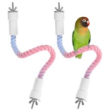 2-Pack Rope Perches for Bird Cages, 13.8 in Length Rope Pink Blue 