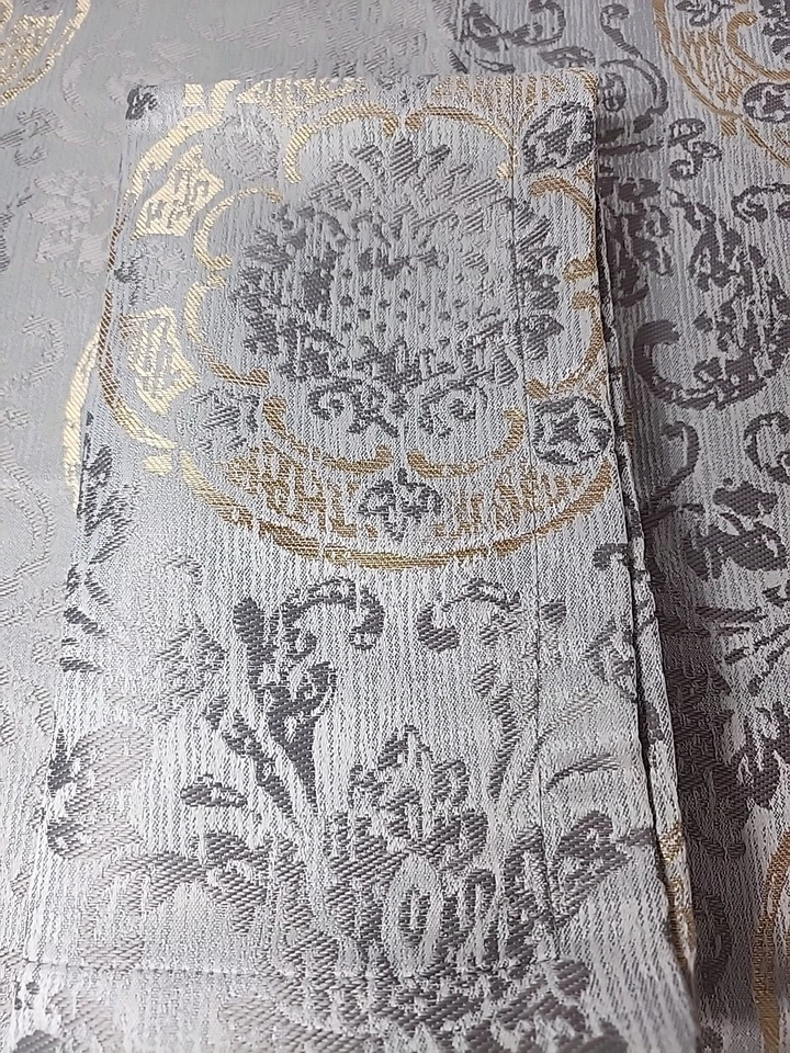 Waterford Fine Linens Damask Gray & Gold 21x21 Napkins Set Of 8 New - Image 2 of 4