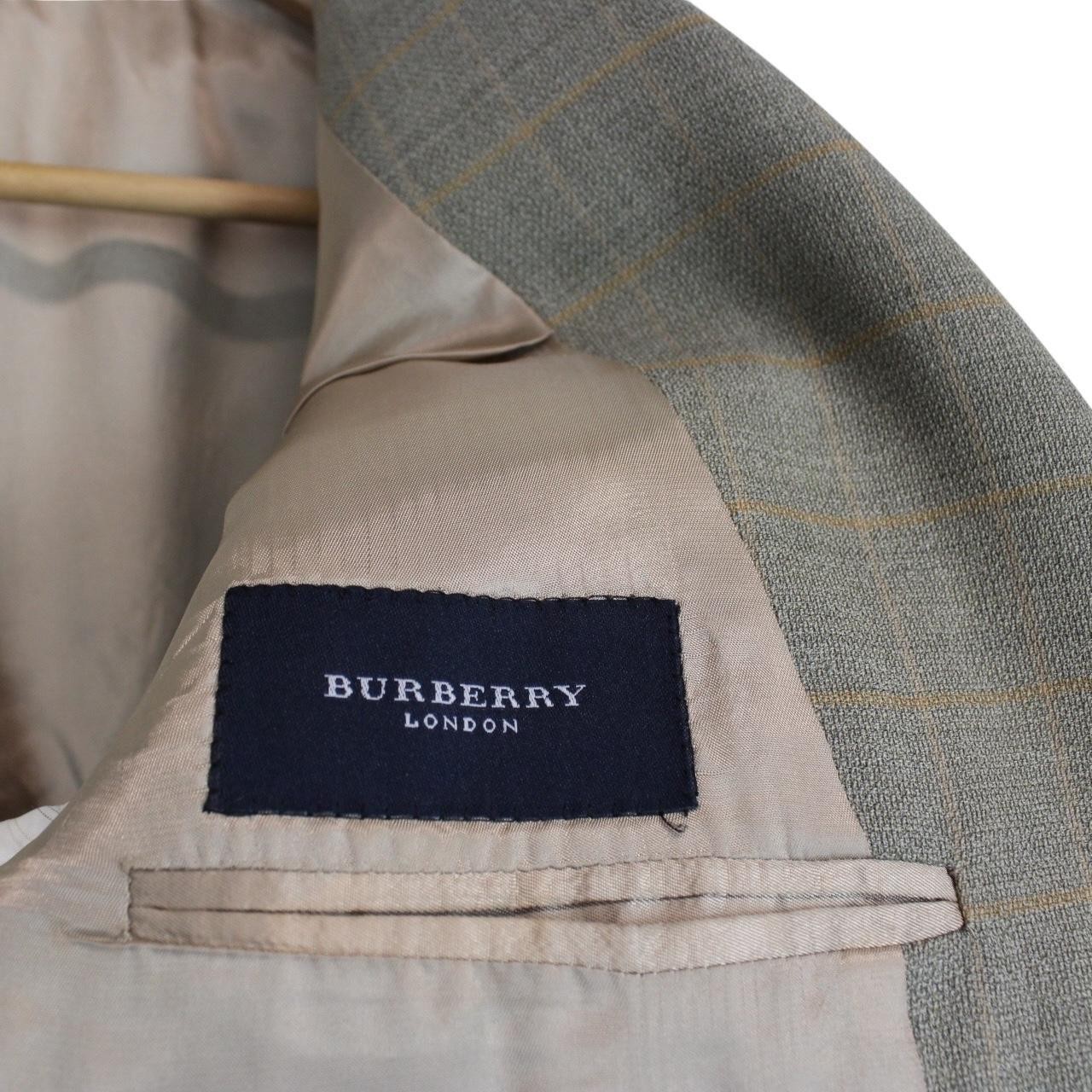 Vintage 00s Burberry Green Check Wool Blazer Jacket image 5