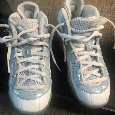 #ad Nike Little Posite One PS Worn Blue White Size 11c With Box $65.00