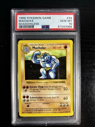 Pokémon TCG Machoke Shadowless #34 – PSA 10 GEM MINT – Base Set