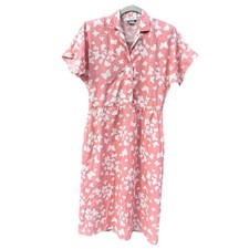 VTG Stuart Allen Petites Blush Pink Butterfly Tea Collared Midi Dress Size S