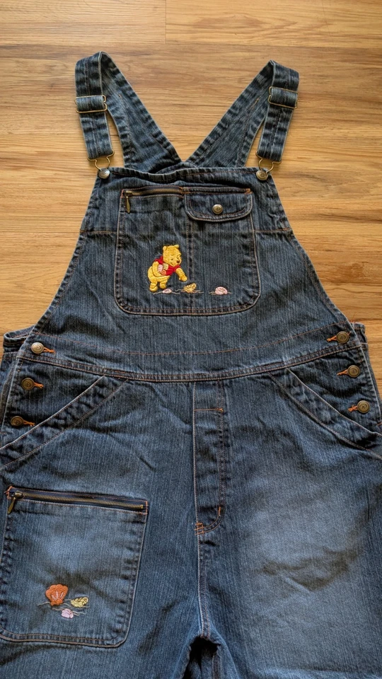 Vintage Disney Winnie the Pooh Denim Shortalls Womens XL Piglet Retro Cottagecor - Image 4 of 4