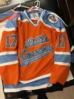 Little Caesars AAA Hockey Jersey Game Worn, Issues, Orange, Adult XL #17
