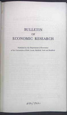Bulletin of Economic Research. Volume 23, Number 1./ Volume 24, Number 1