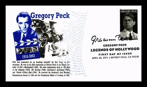 US COVER GREGORY PECK LEGENDS OF HOLLYWOOD FDC PANDA THERMOGRAPHED CACHET